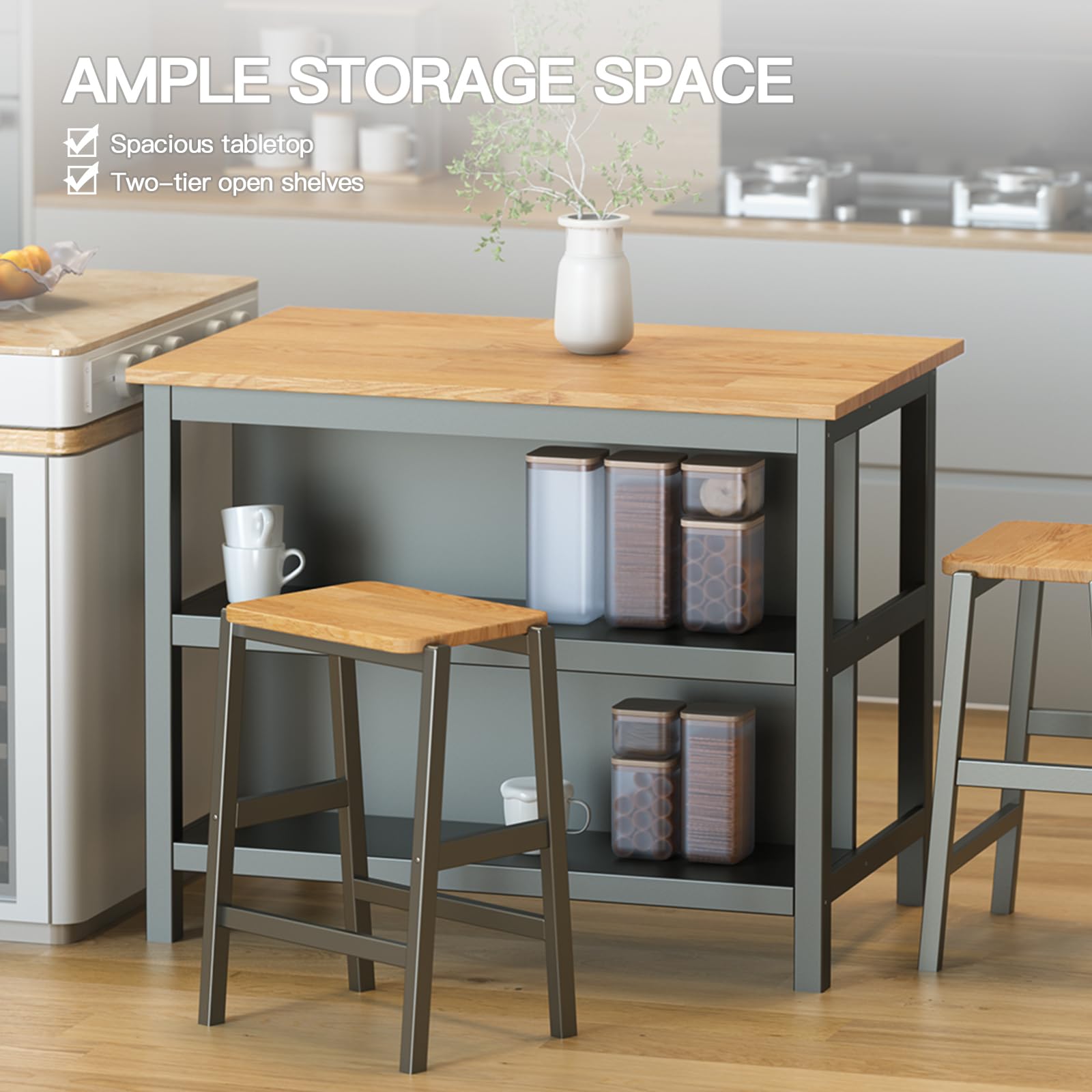 Dining Set Mieres Dora 3-Piece Rectangle Faux Marble Wood Top