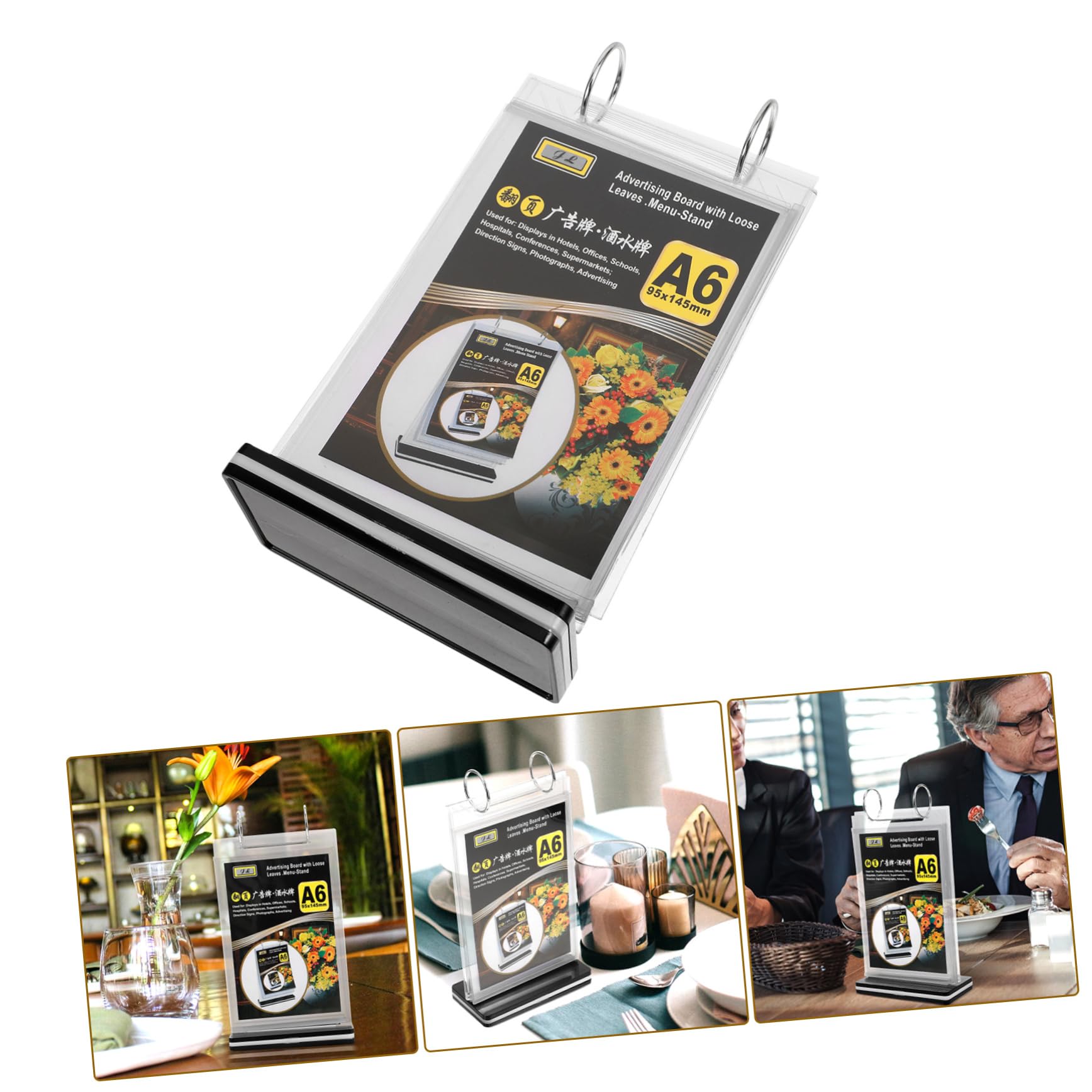 DOITOOL 10 Piezas Soporte de Menú de Escritorio con Base para Exhibición de Restaurantes Soporte Transparente para Menús y Carteles para Eventos y Ferias