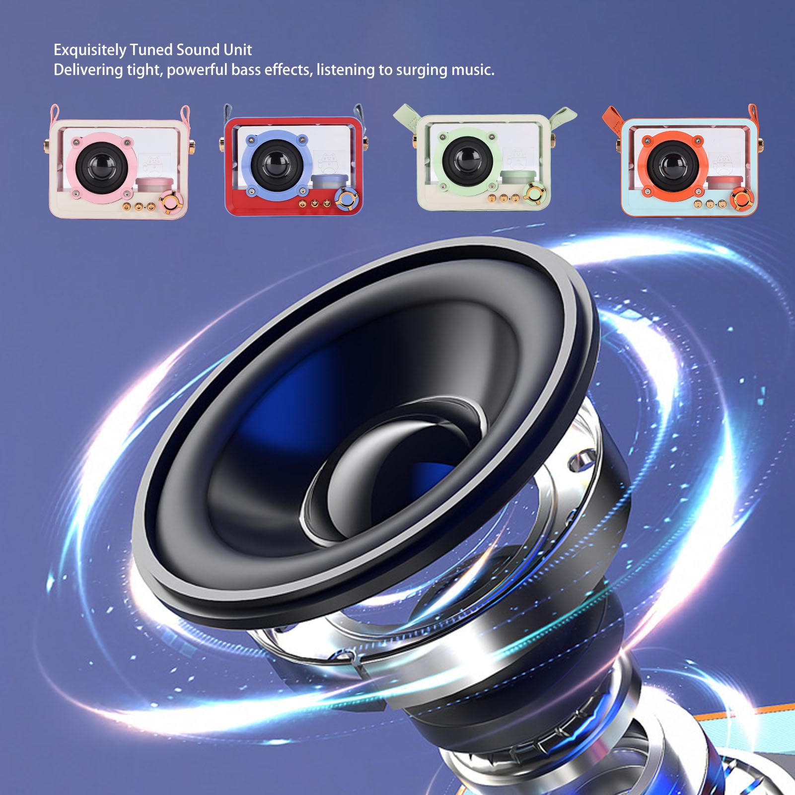 Machine de karaoké, Mini Haut-Parleur de karaoké Portable avec 2 Microphones sans Fil pour Les Fêtes à la Maison, Filles et Garçons (Blue)