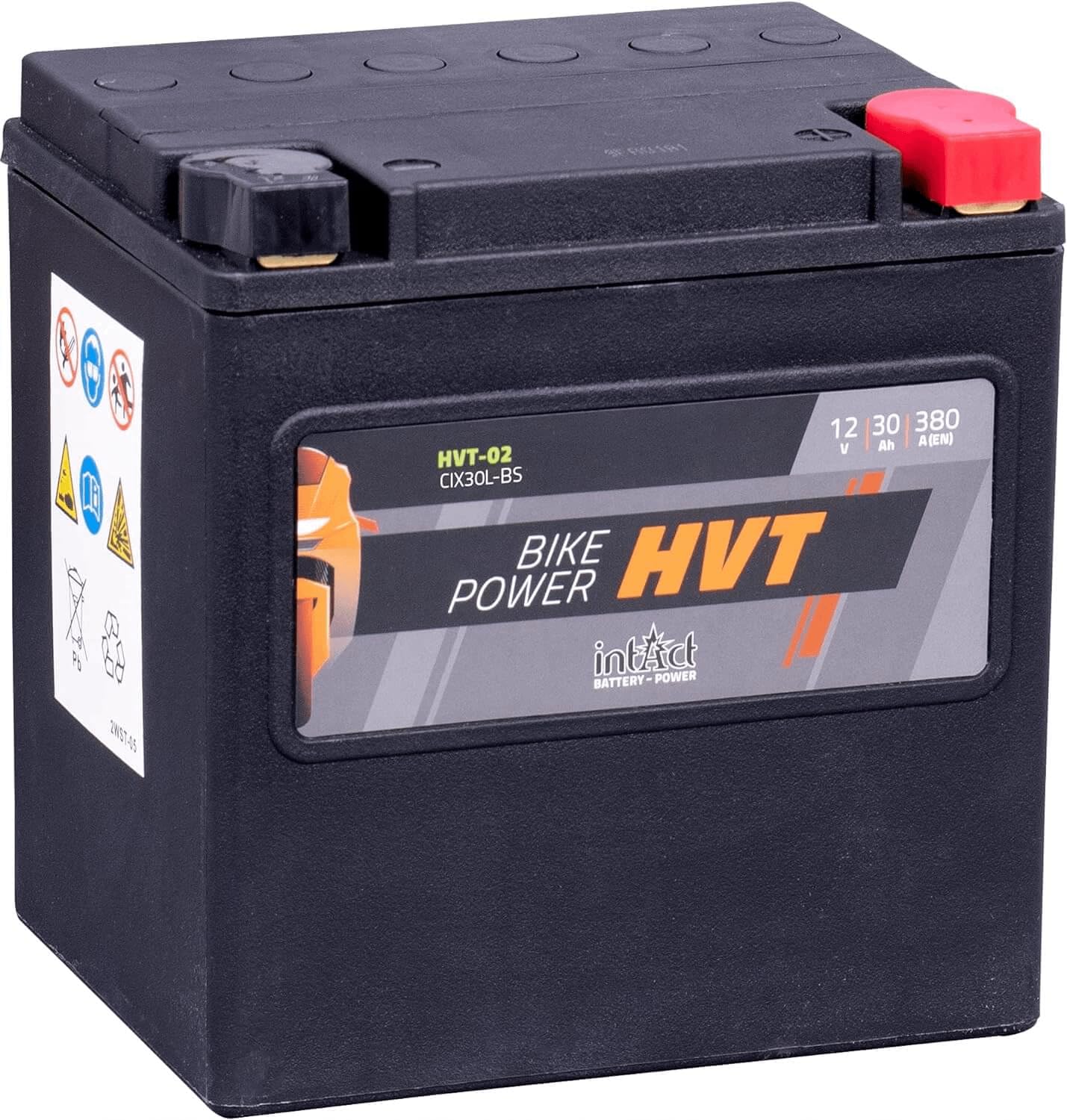 intAct - HVT-02 MOTORRADBATTERIE - Motorrad Batterie perfekt für Harley Davidson & andere hubraumstarke 2-Zylinder. Bike Power HVT-02, CIX30L-BS, 66010-97A, 12V Batterie, 30 AH, 380 A. 169x131x174mm