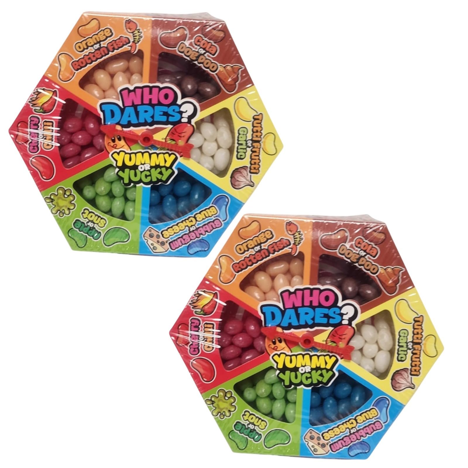 Who Dares? Jelly Bean Game - Yummy or Yucky Flavours Candies, Xmas Fun with Spin Wheel Activity 120g (Pack Of 2)