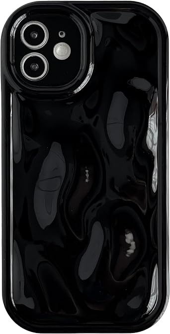Caseative for iPhone 12 Case, Black | Water Ripple Wave Meteorite Bubble Pattern Chrome Plating Soft