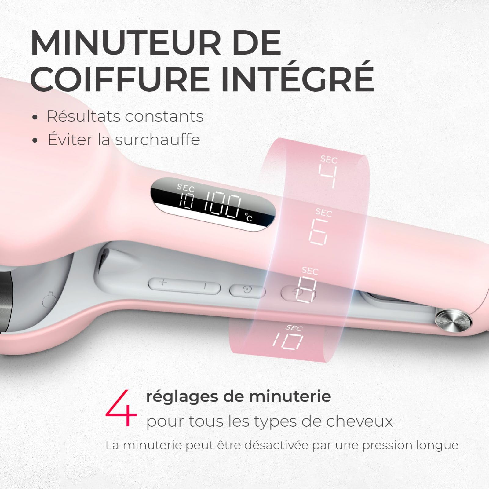 TYMO ROVY Boucleur a Cheveux, 32mm Fers à Onduler pour Grandes Boucles, Convient aux Débutants, Fer a Friser Boucler pour Cheveux Longs Courts, 4 Températures Réglables, Affichage LED, Anti-brûlure