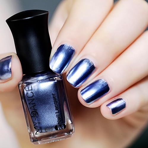 Miniatura 9 de Esmalte de uñas cromado de 18 colores, 0.2 fl oz, barnices metálicos con efecto espejo, esmalte de uñas de metal de larga duración, no pelable,