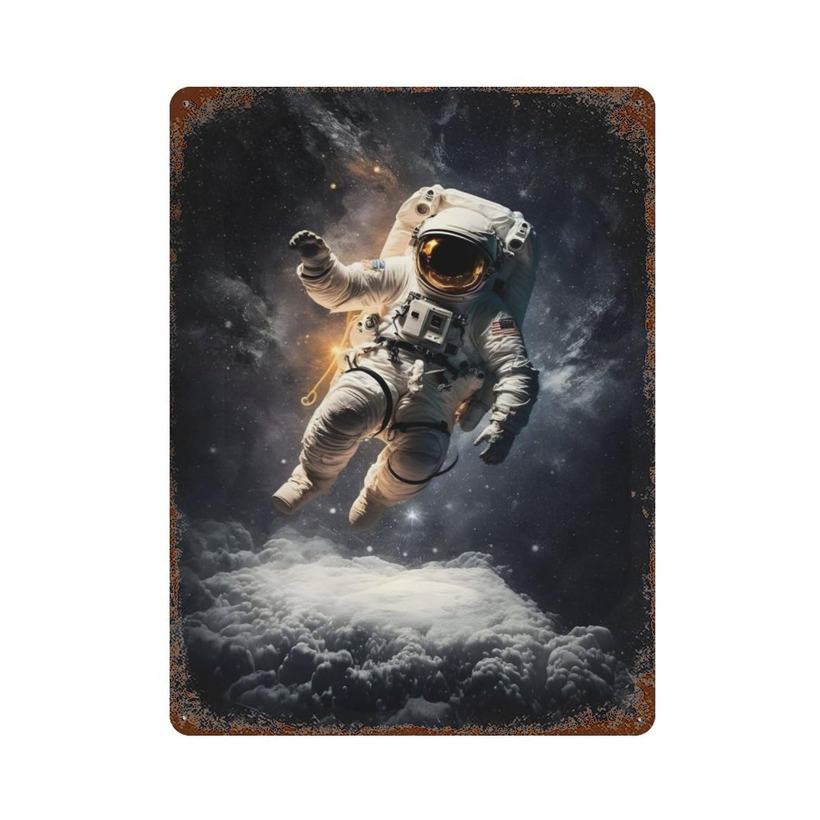 Astronaut Rusty Metal Tin Sign 15.7"x11.8", Ideal for Patio, Garden Room And Bar Decor