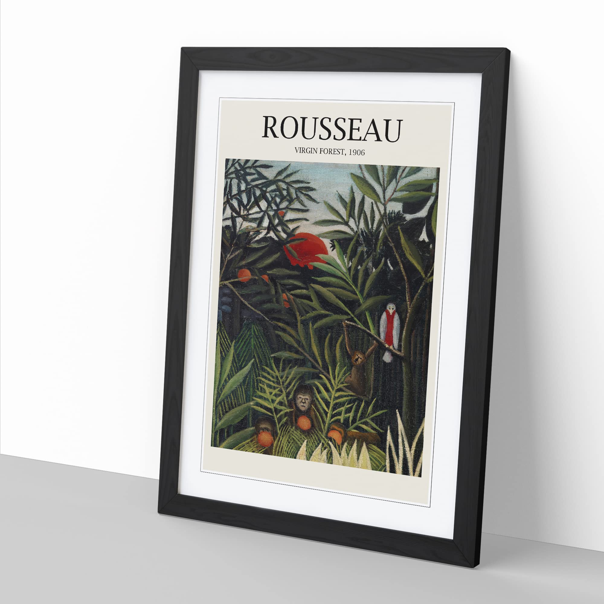 Monkeys And Parrot In The Virgin Forest By Henri Rousseau Exhibition Museum Painting Framed Wall Art Print - Image 2