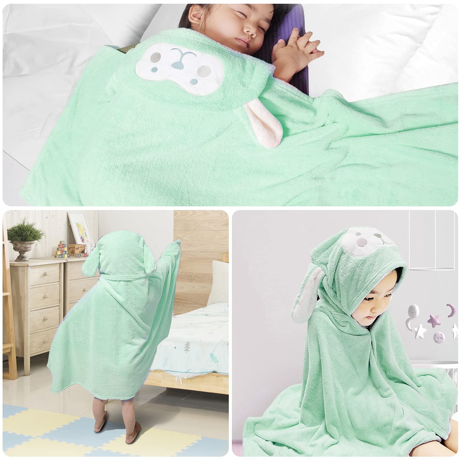 Toalla con capucha ultra suave para niños, toalla de baño altamente absorbente, manta para niños y niñas, regalo de ducha extra grande de 28 pulgadas x 55 pulgadas (verde)