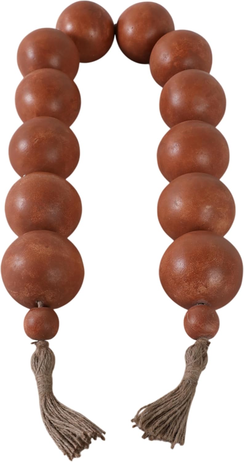 Decorative Beads with Tassels Ecomix & Jute Material Bartholomew Style Home Office Bedroom Decor - 3" Brown