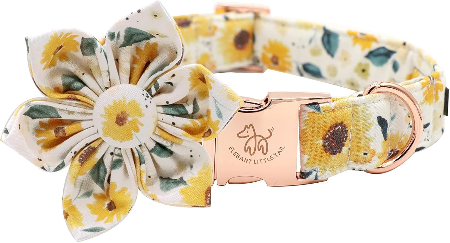 Elegant little tail Sunflower Girl Dog Collar for Female Dogs, Pet Collar Adjustable Dog Collars with Flower Gift for X-Large Dogs