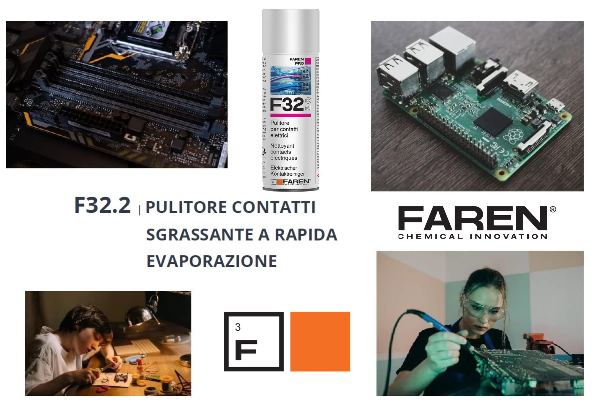 Faren F32 Pulitore per Contatti Spray Sgrassante Rapida Evaporazione 400ml