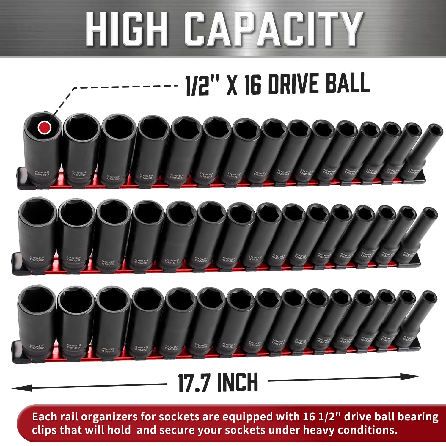 Deep Socket Hanging Rack Snapklik.com : ALOANES 3 PC 1/2-Inch Drive Aluminum Alloy Socket ...