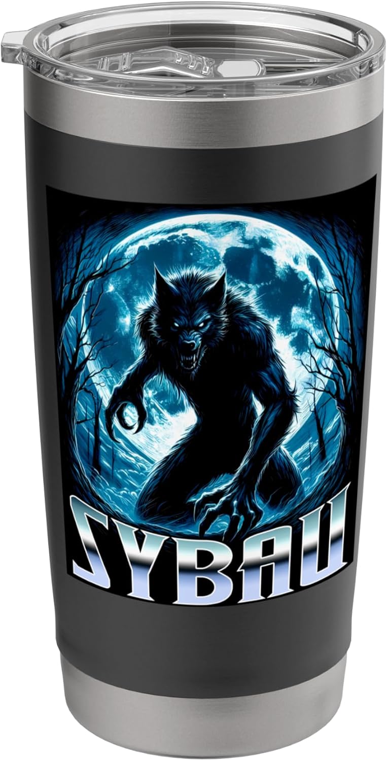 SYBAU Meme Wolf Sigma Brainrot Funny Gen Z Slang Cringey Stainless Steel Insulated Tumbler