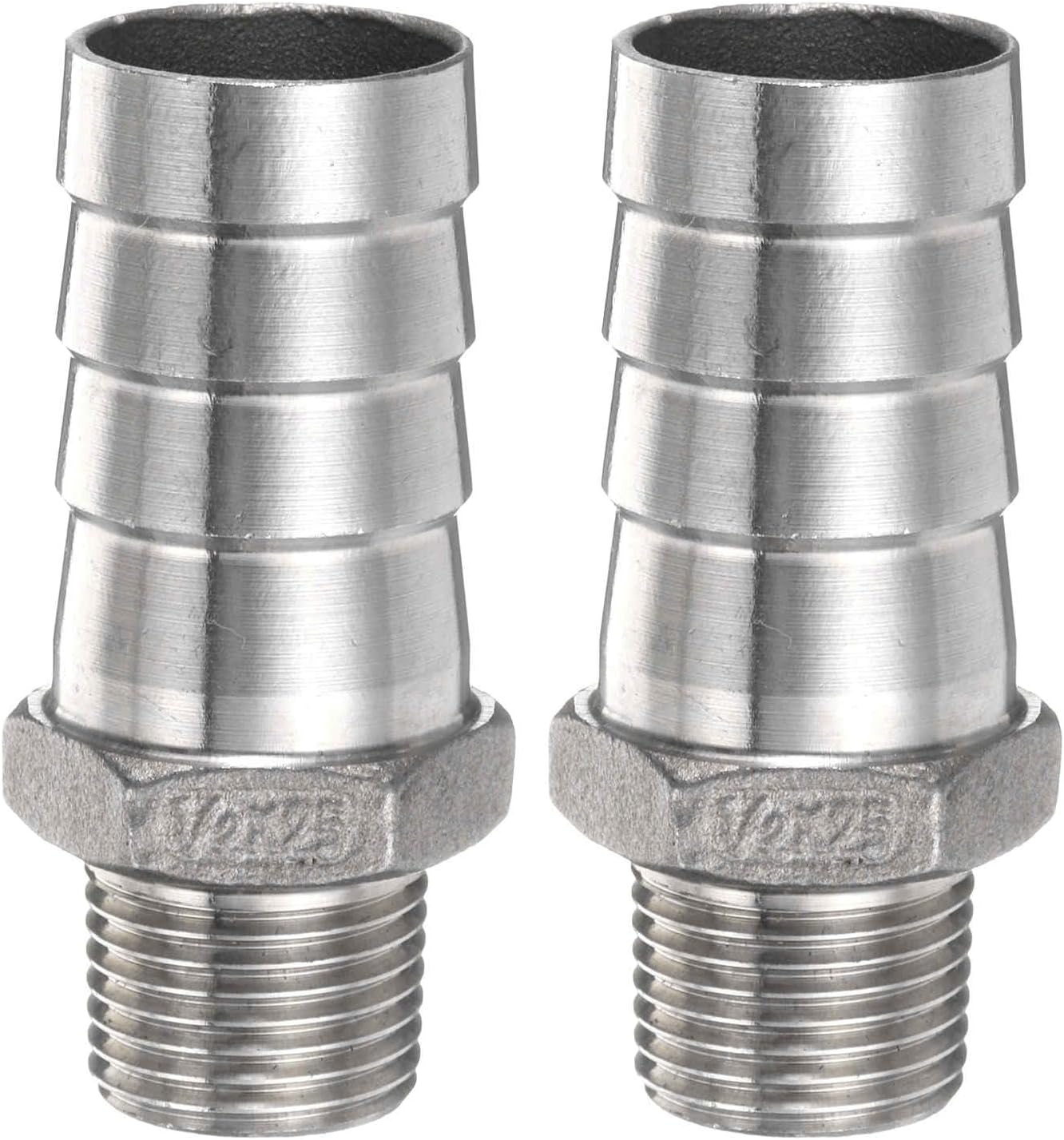 HARFINGTON 2pcs Stainless Steel Hose Barb Fitting 0.5" (12mm) Barbed x g 1/4" Male Pipe Fitting Air Hose Barb Fittings Coupler Thread Connector Adapter for Water Fuel
