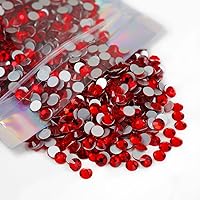 Vista 16 de Genie Crystal ss34 Red Glass Rhinestones 288 Pcs, 7.0 mm Big Light Siam Flatback Rhinestone, Diamond Cut Gems for Crafts, Face Mask, Makeup
