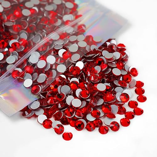 Miniatura 4 de genie crystal ss 20 diamantes de imitación rojos, 1440 unidades, 10 diamantes de imitación de cristal siam grueso de 0.197 in, gemas de corte