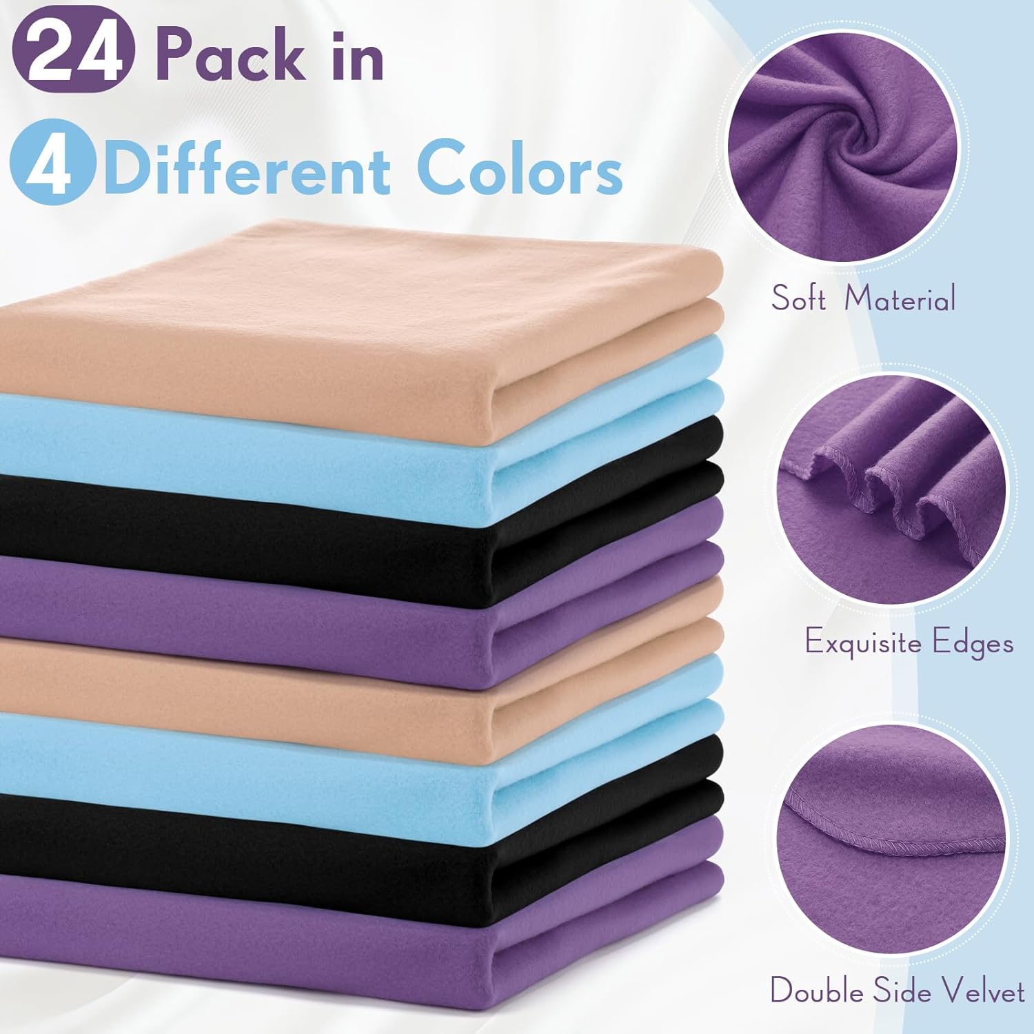 Shimeyao 24 Packs Fleece Throw Blanket Soft Warm Lightweight Fleece Blanket Cozy Throw Bulk for Bed Couch Sofa Home Office Wedding Gifts Suitable for Seasons, 50 x 60 Inches(Romantic Color) - Image 3