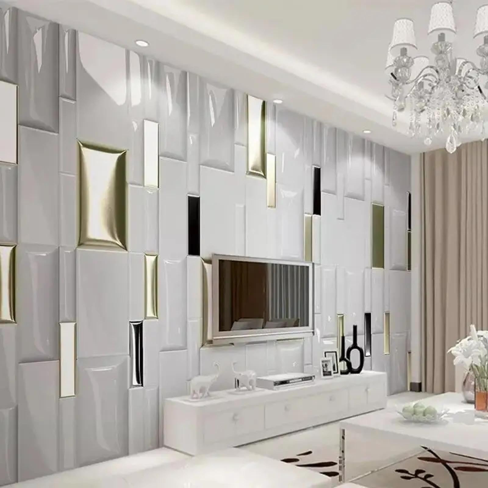 Tapeta ścienna trójwymiarowa złota geometryczna 3D tło salon sofa sypialnia sztuka ścienna