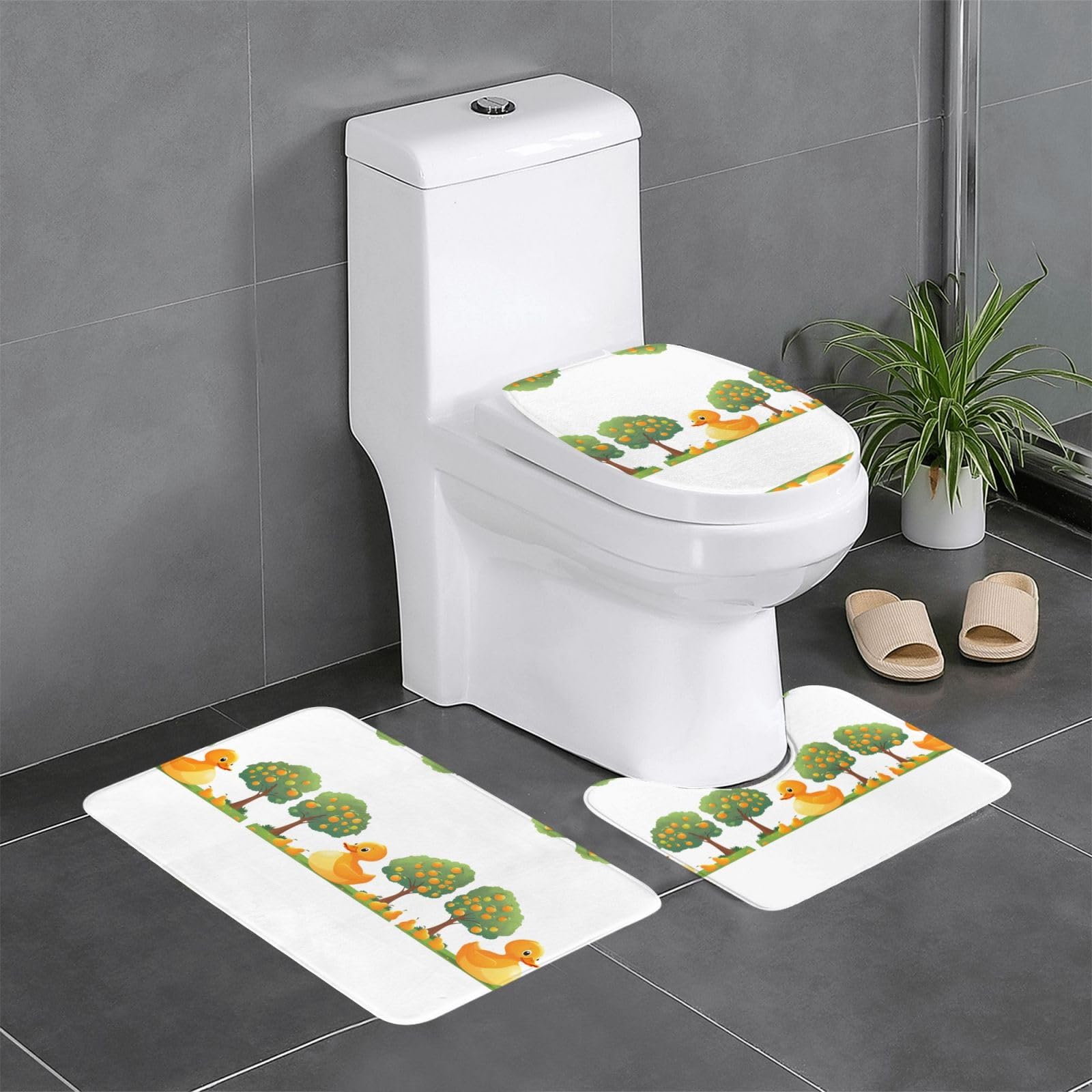 Tapis de salle de bain en forme de U rectangulaire ovale canard