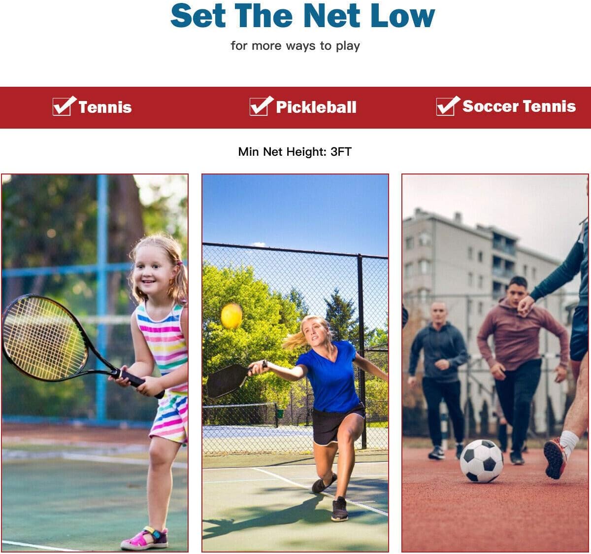 DORTALA Portable Badminton Net 10FT, Freesting Soccer, Volleyball, Pickleball, Tennis Net, Adjustable Height, Easy Setup Badminton Net for Indoor Outdoor Court Beach Backyard