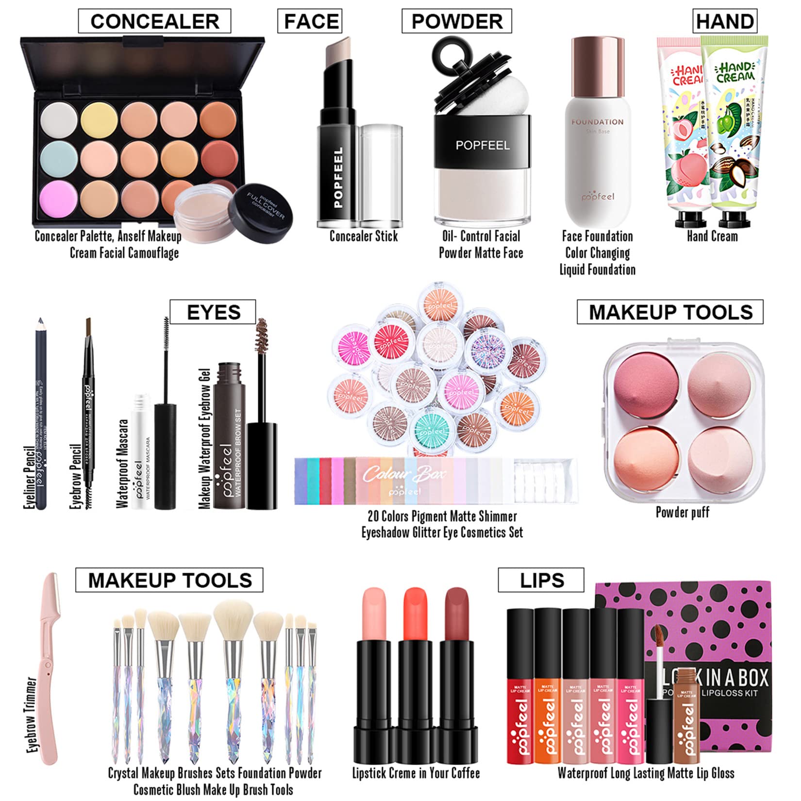 Professional Trucchi Donna Offerta, MKNZOME Set Trucchi Make Up Completo Kit Makeup Regalo di Natale e Compleanno Palette Ombretti Professionali Rossetti Make-up Fondotinta Correttore