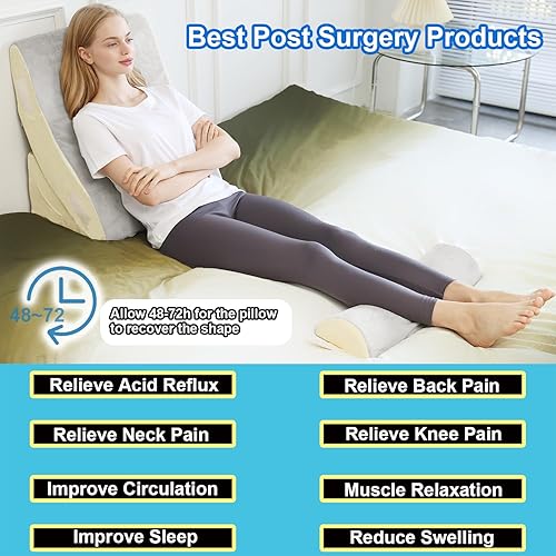 Miniatura 5 de Juego de almohadas ortopédicas de cuña para cama, espuma viscoelástica ajustable para después de la cirugía, alivio del dolor de cuello y espalda,