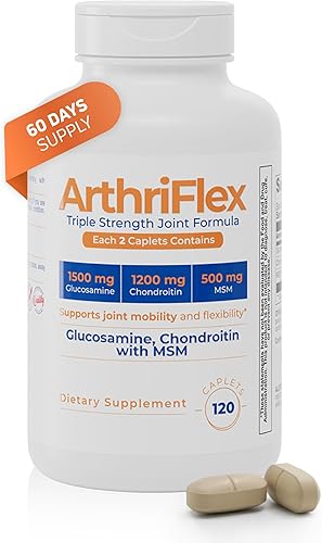 ArthriFlex Glucosamina Condroitina MSM - Soporte articular de triple fuerza - Sulfato de condroitina y MSM - Muévete libre, cura y calma suplemento