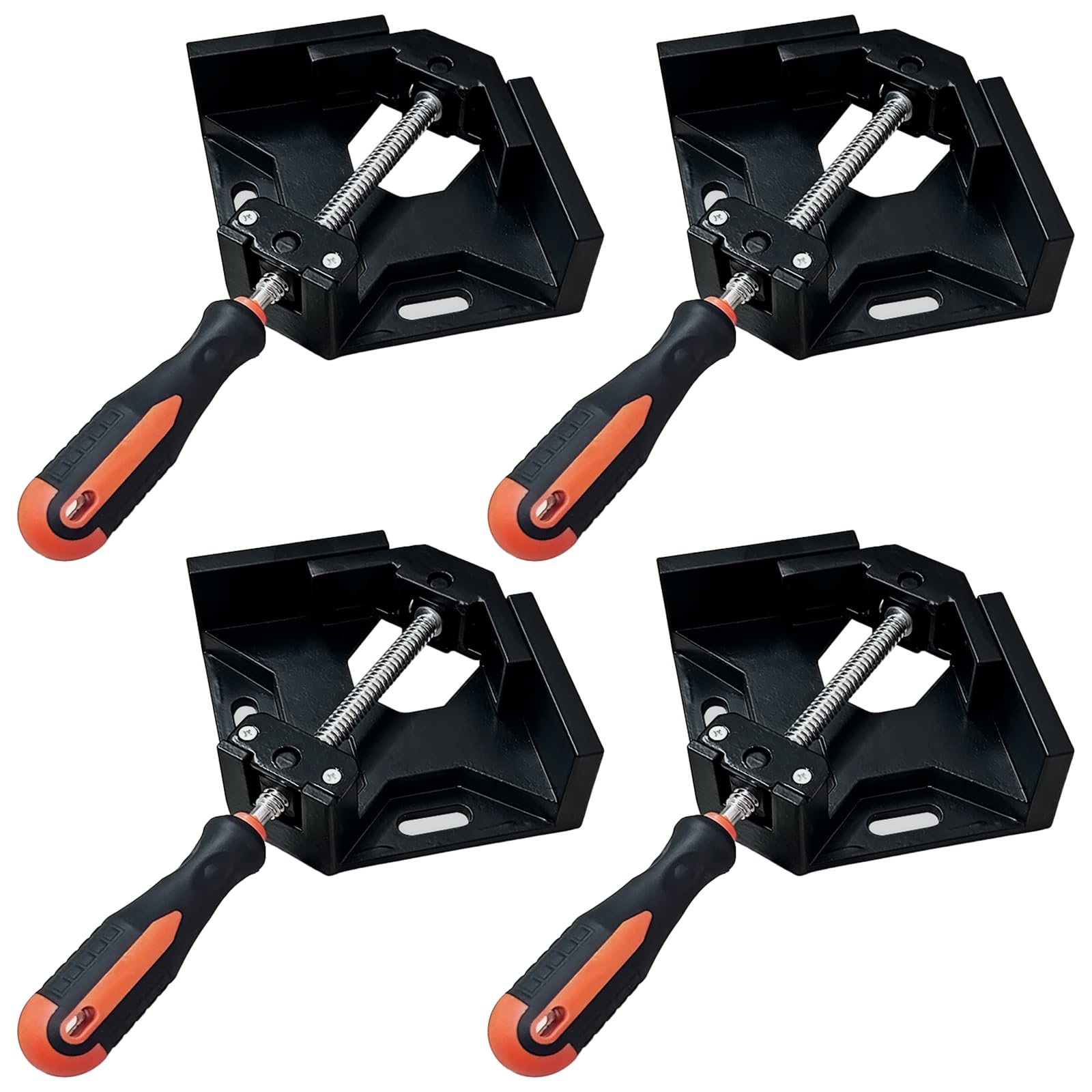 Abrazadera de esquina de 4 piezas de abrazadera de ángulo recto de 90 grados con mandíbula oscilante ajustable de aleación de aluminio para carpintería, marco de fotos, regalos para hombres y padres