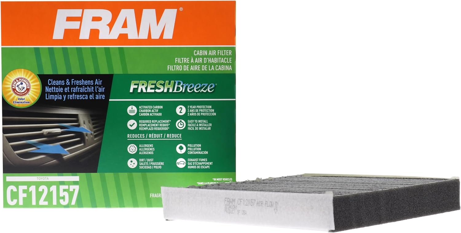 Fram Fresh Breeze Cabin Air Filter with Arm & Hammer Baking Soda, CF12157 for Select Lexus and Toyota Vehicles , white