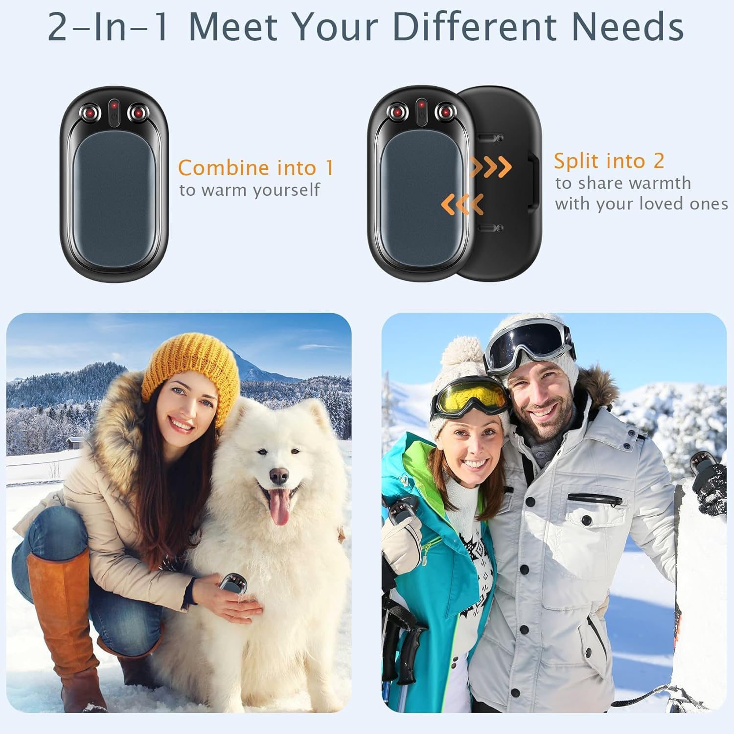 Scaldamani Elettrico Ricaricabile USB Riutilizzabile 2 Pezzi Fino a 12 Ore, Scalda Mani Portatile Elettrico Tascabili Scaldino Elettr Mani Regali per Donne Uomini Raynaud Outdoor Campeggio Sci Golf