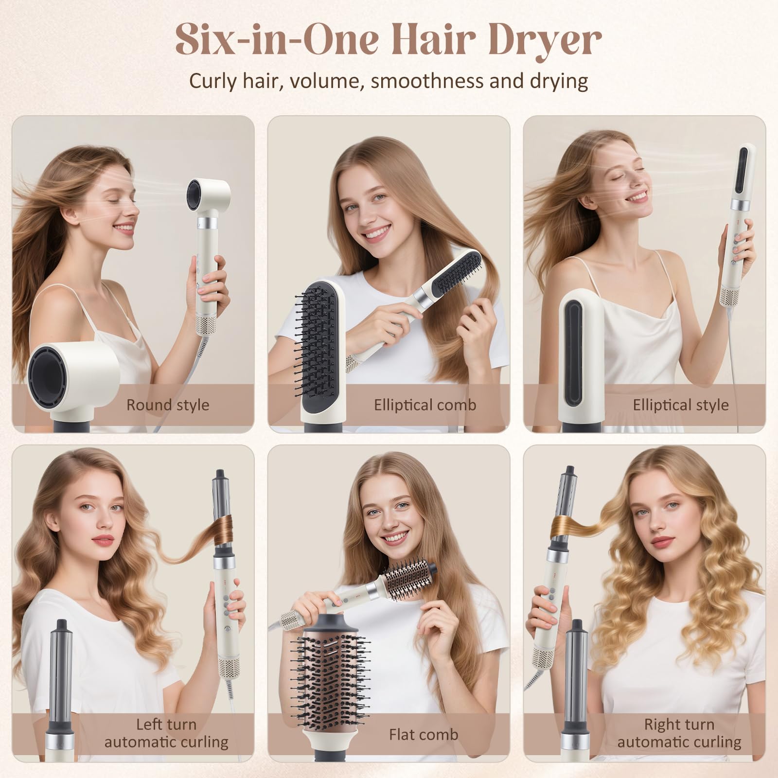 Airbliss Air Styler 6 en 1 Cepillo de Aire Caliente 1400W Iónico Tecnología Coanda