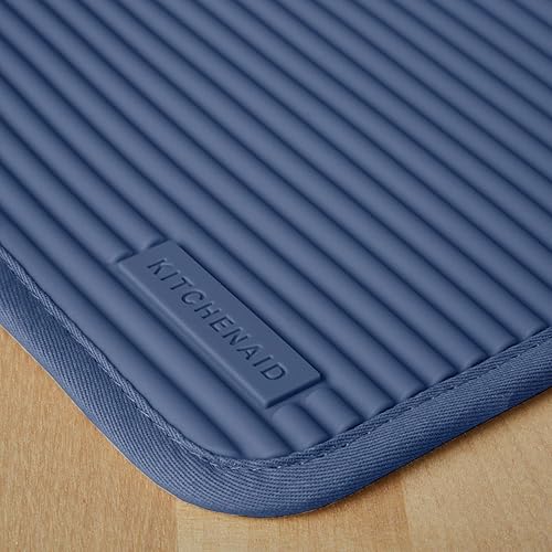 Miniatura 3 de KitchenAid - Juego de agarraderas de silicona suave y acanalada, azul Willow, 7 x 9 pulgadas