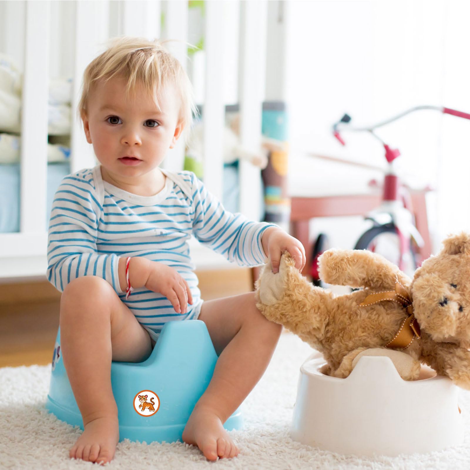 24 calcomanías de entrenamiento para ir al baño – 12 estilos de cambio de color interesantes calcomanías de asiento de cerdo, perro, gato – animales reutilizables para niños, niñas y niños pequeños