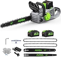 AVADA 42V Cordless Electric Chainsaw 16" Brushless Battery Chainsaw, 2 Batteries & Charger - Quiet Powerful for Tree Trimming Wood Cutting