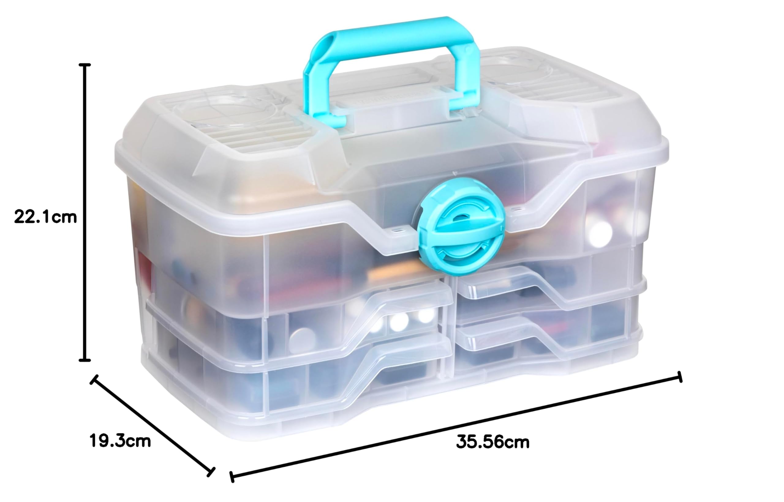 ArtBin Organizer in plastica trasparente per piccole parti, per fai da te, scatole e organizer per cucito, scatola portaoggetti con scomparti, scatola per progetti, misura media (4 vassoi girevoli)