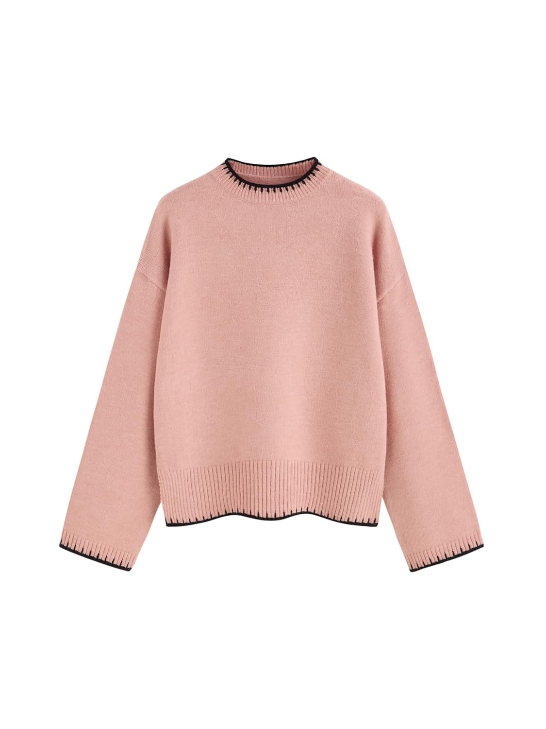 CIDER Womens Sweater Long Sleeve Split Hem Color Block Crew Neck Tops Fall Outfits