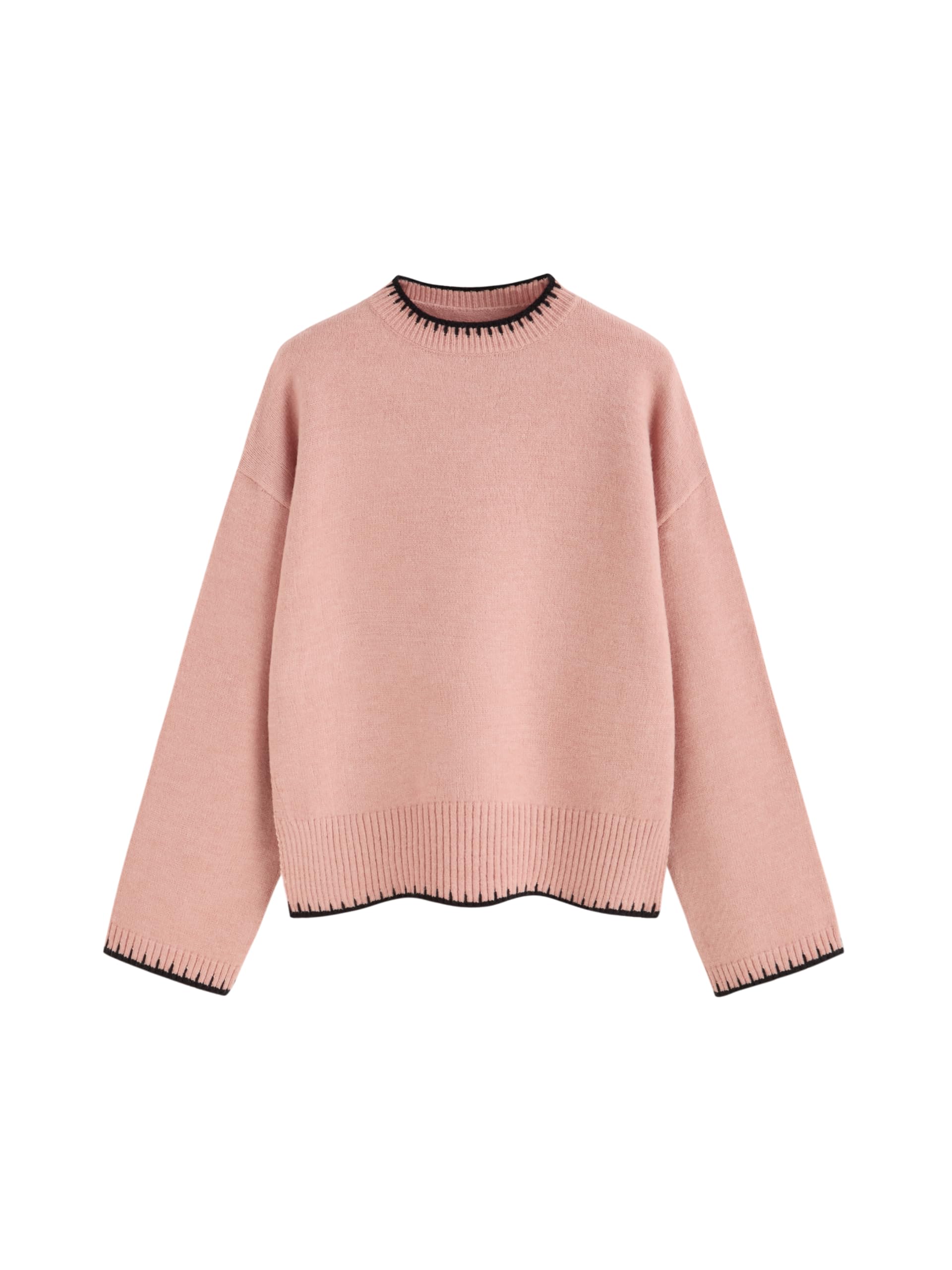 CIDER Womens Sweater Long Sleeve Split Hem Color Block Crew Neck Tops Fall Outfits