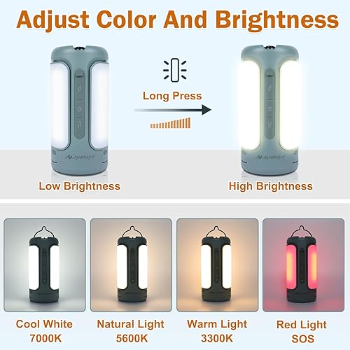 Miniatura 4 de AYAMAYA - Luces de campamento plegables recargables, linterna LED de campamento de 10000 mAh con energía de emergencia integrada, linterna portátil,