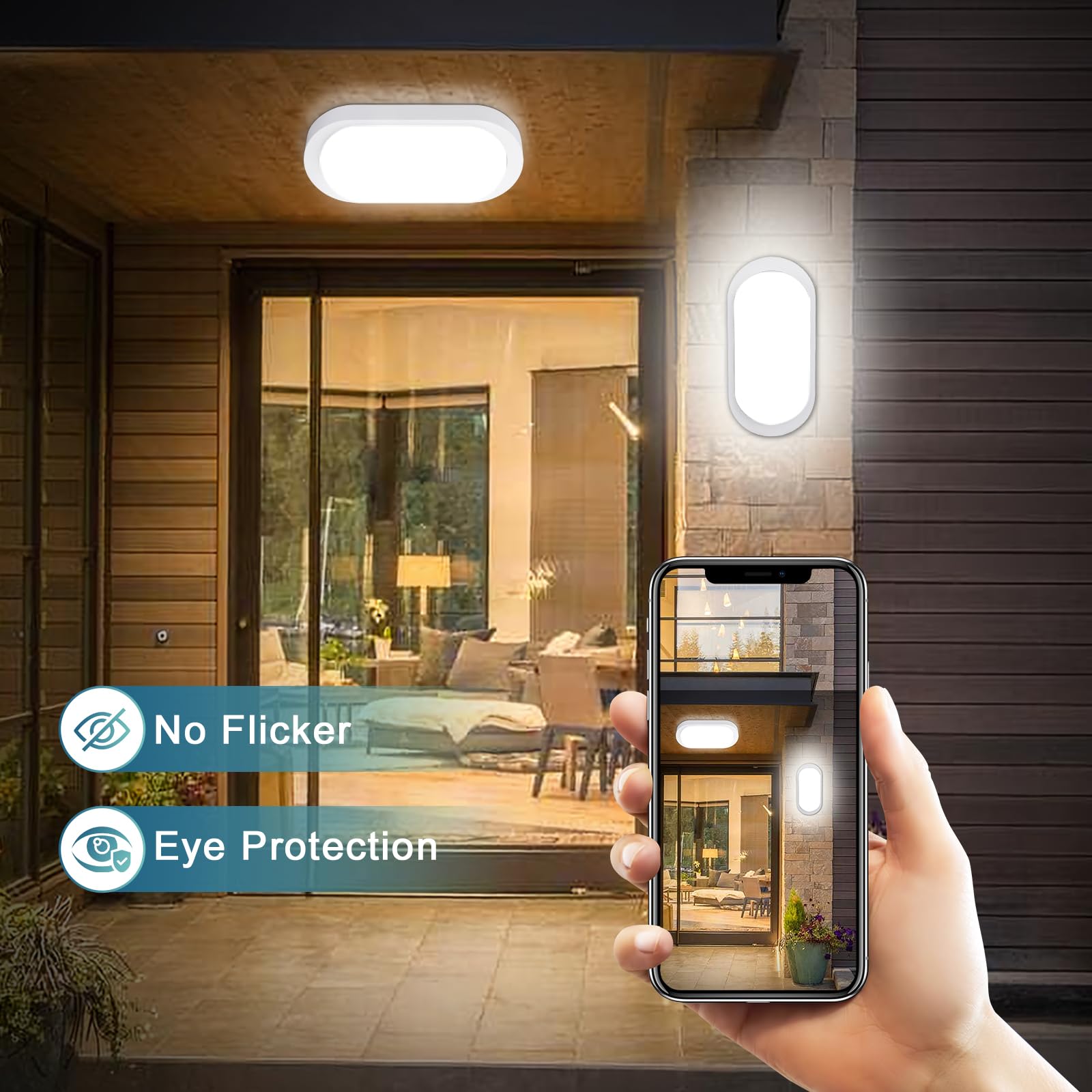 2 Pezzi Lampada LED per Cantina con Sensore di Movimento, 12W 1200LM IP65, Plafoniera LED Ovale 4000K Bianco Neutro, per Interni Umidi come Scale Garage Corridoio