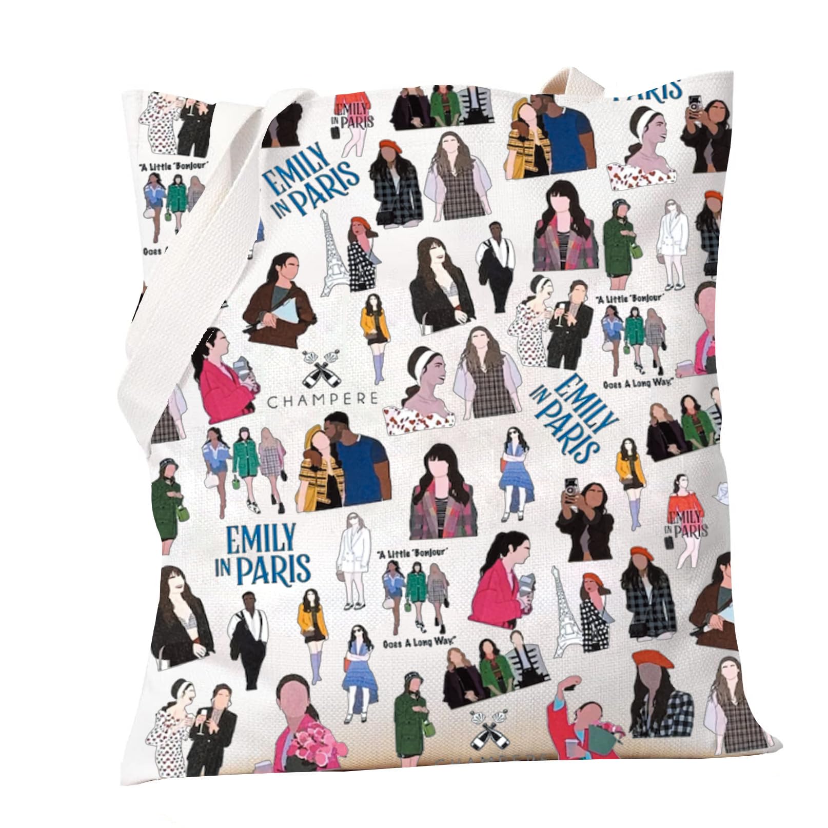 PXTIDY Emily Movie Paris TV Show Gift Tote Bag Emily Movie Paris Vacation Travel Grocery Bag Emily Mindy Fans Tv Series Gift