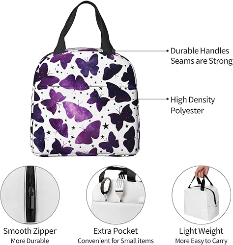 Miniatura 4 de Lonchera con diseño de mariposa para mujer, bonita, aislada, duradera, impermeable, térmica, con bolsillo para el trabajo, picnic, viajes,