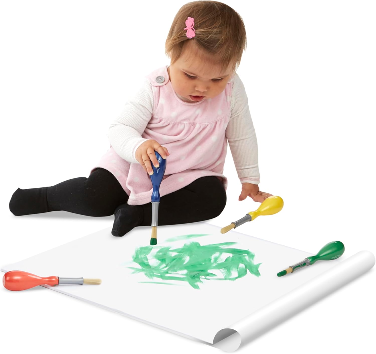 Melissa & Doug Jumbo Brush Set - 4-Pack, Paintbrushes in Red, Blue, Green, Yellow