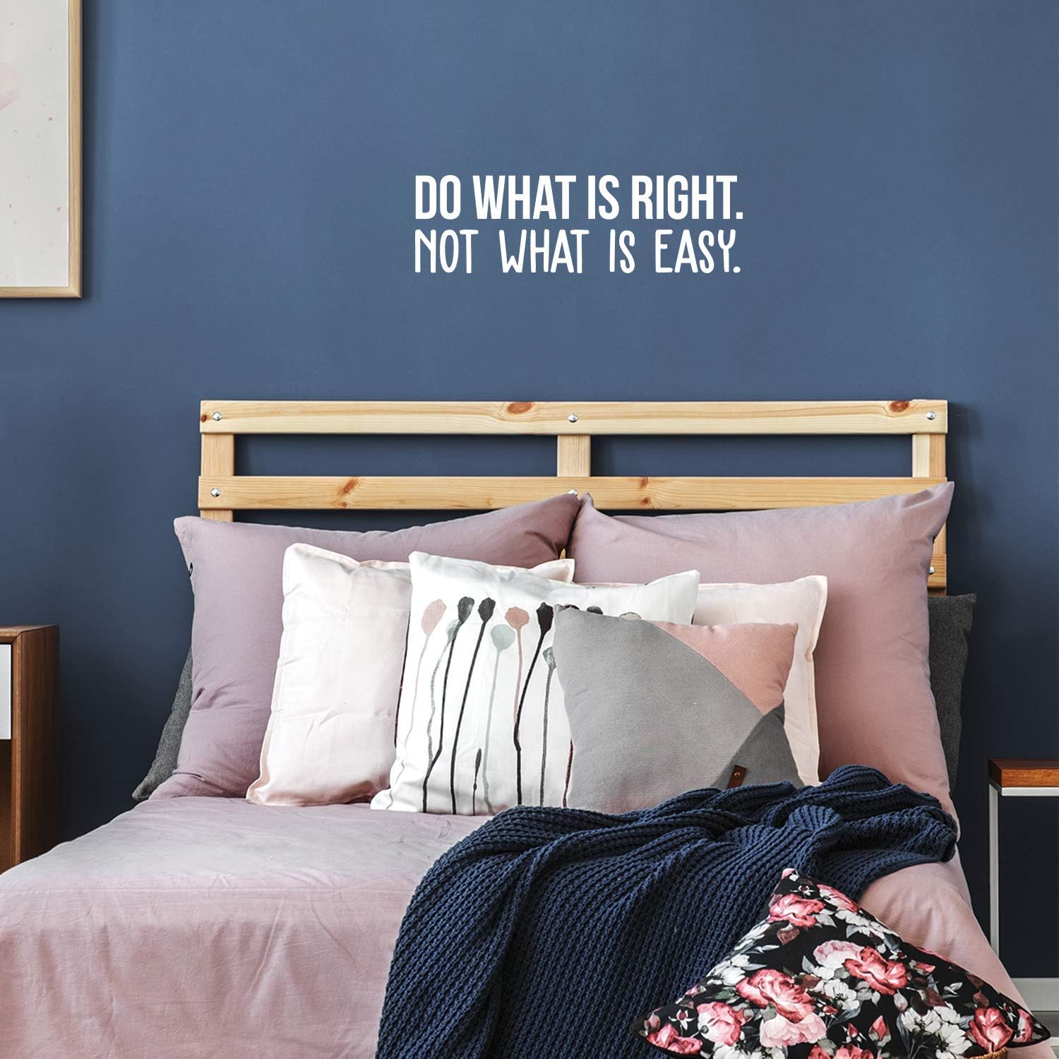 Vinyl Wall Art Decal - Do What is Right Not What is Easy - 9 x 30 - Trendy Positive Motivational Life Quote for Home Bedroom Work Office Decoration Sticker (White)
