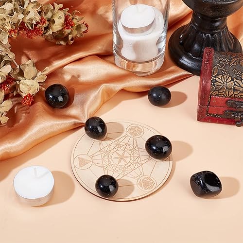 Miniatura 6 de OLYCRAFT Piedras pulidas de 0.2 libras, cuentas de obsidiana negra natural, piedra de cristal de obsidiana pulida, piedras naturales de Feng Shui