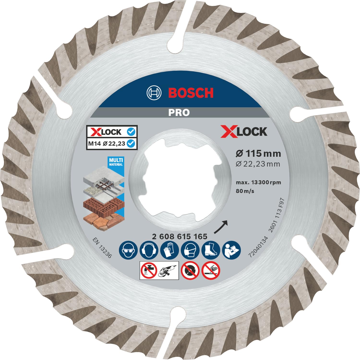 Bosch Professional 1x Diamanttrennscheibe Standard (Universal, X-LOCK, Ø115 mm, BohrungsØ: 22,23 mm, Schnittbreite 2 mm)