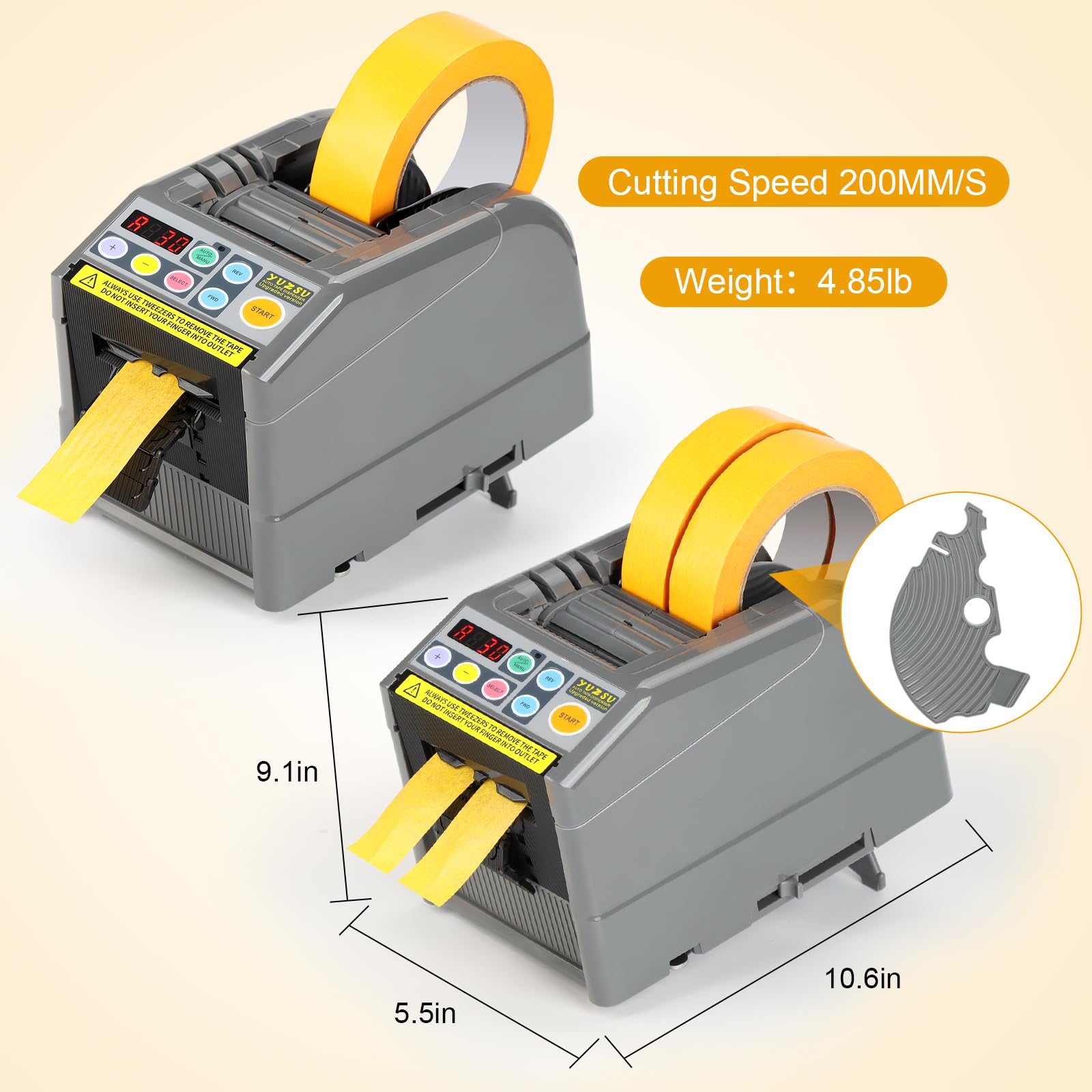 Verbesserte Bandschneidemaschine, automatischer Bandabroller, 6-60 mm Breite, 5-999 mm Länge, ideal für Business & Home