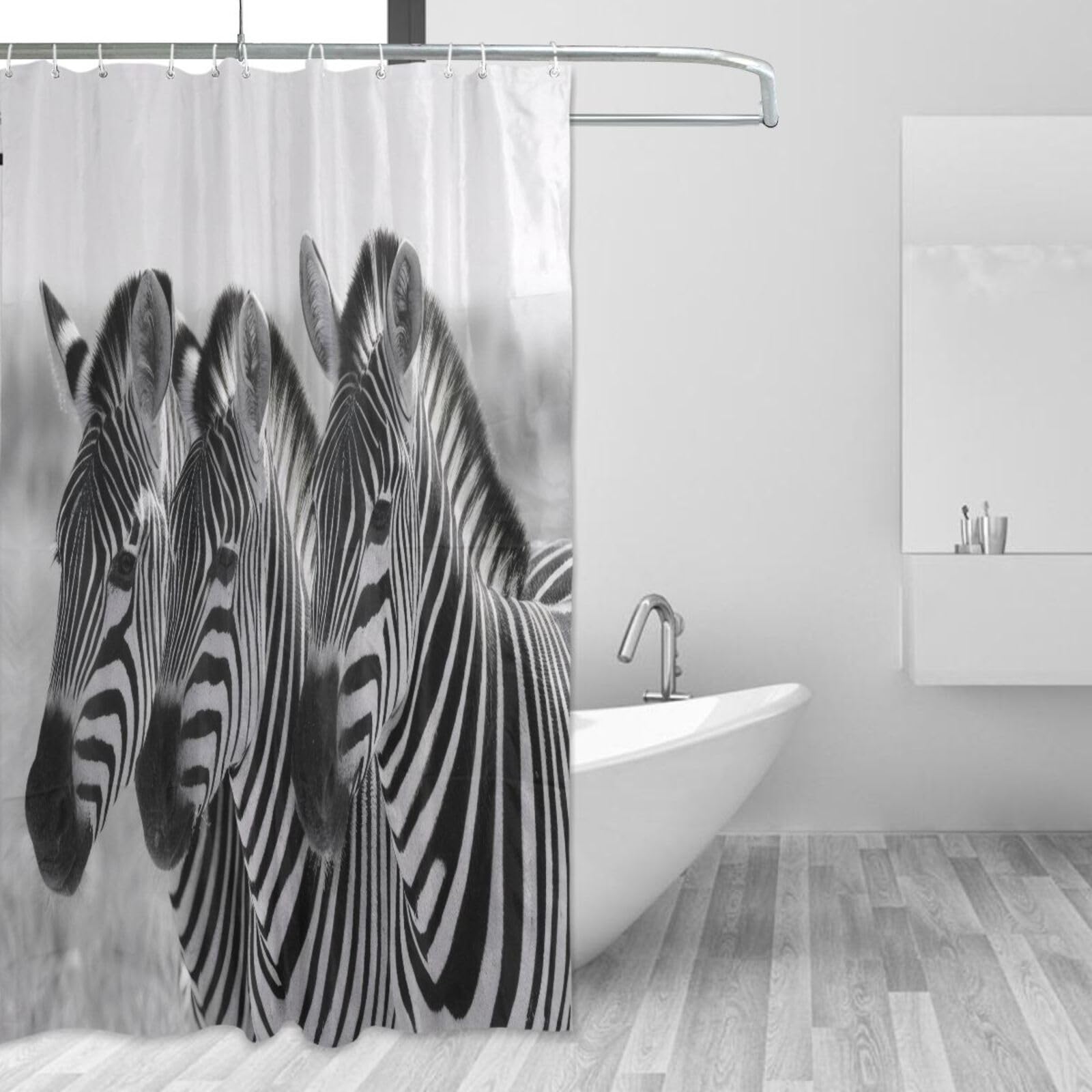 Rideau de douche zèbre 157 x 183 cm en tissu décoratif haut de gamme pour baignoire