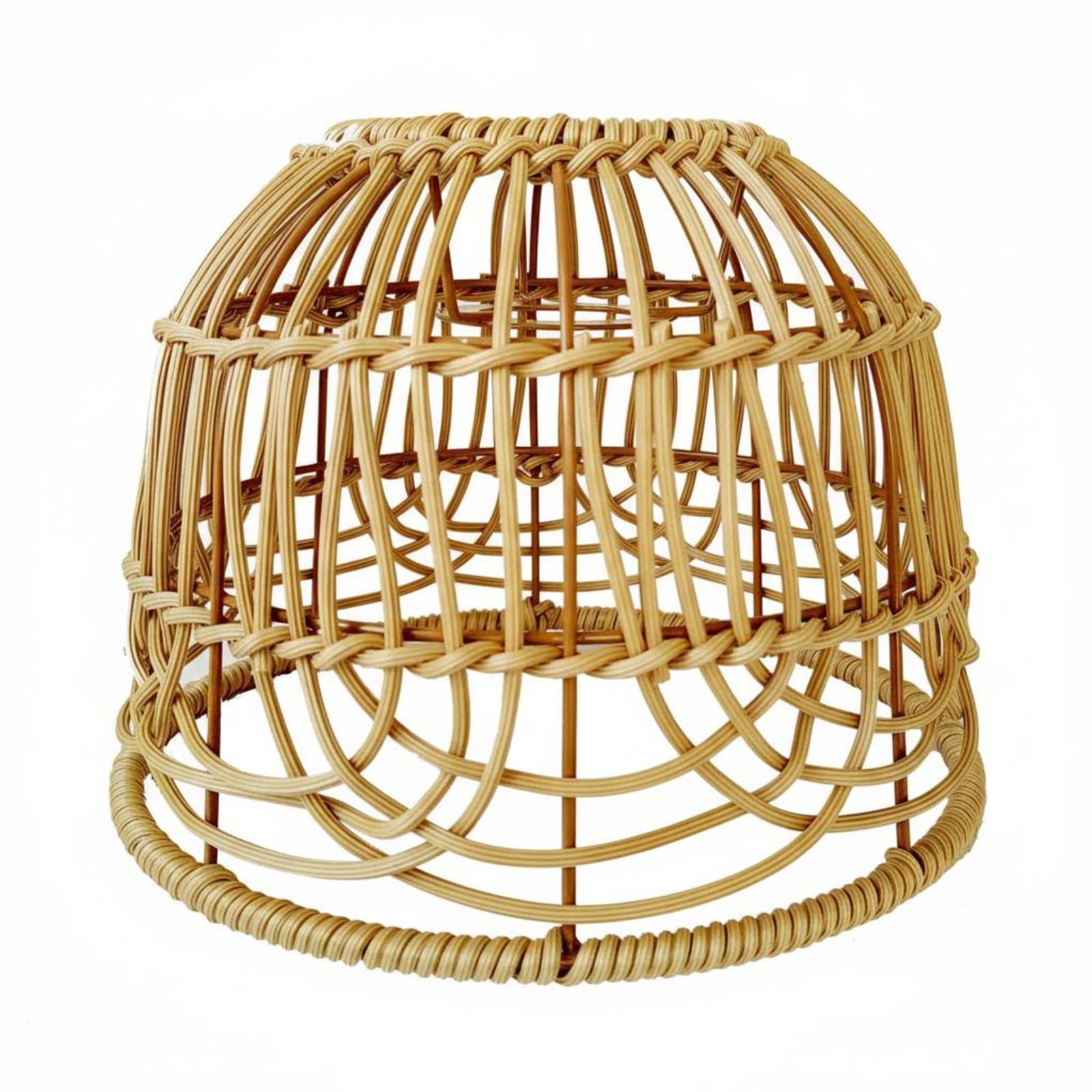 Colcolo Woven Lamp Shade Pendant Faux Rattan Iron Frame Decorative Suitable for Home Dining Area Reading, Brown, Rattan Flower