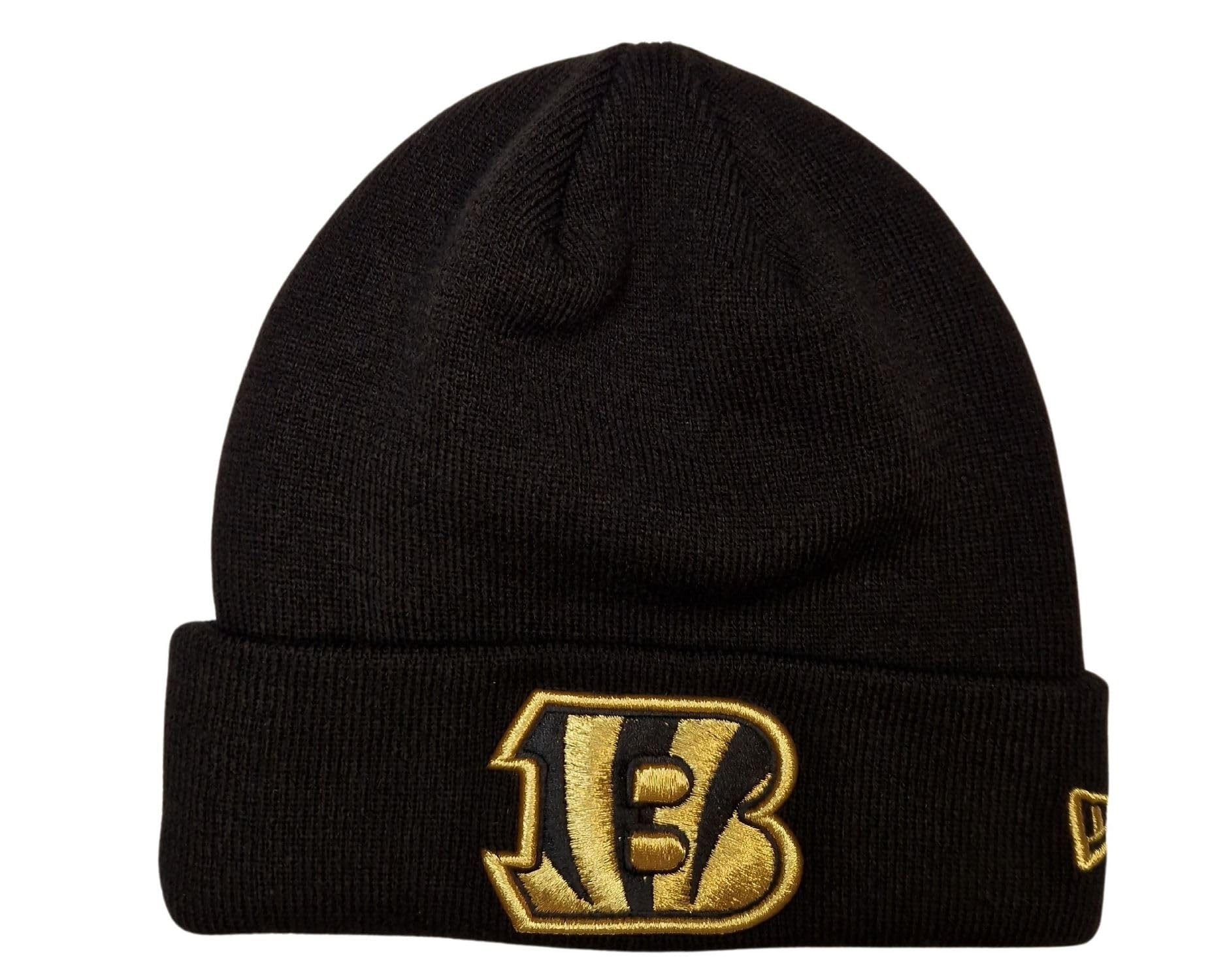 New Era Cincinnati Bengals NFL Metallic Logo Cuff Knit Black Gold Beanie