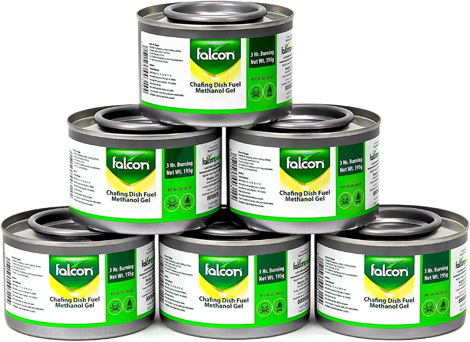 AKDC Falcon Chafing Fuel Gel Gas Dish Burner Can 195 Grams To Keep Food Warm with 3 Hours Burning Cooking Capacity - Easy to open - Camping & Hiking Tools & Accessories BBQ Grill Chafer (10)