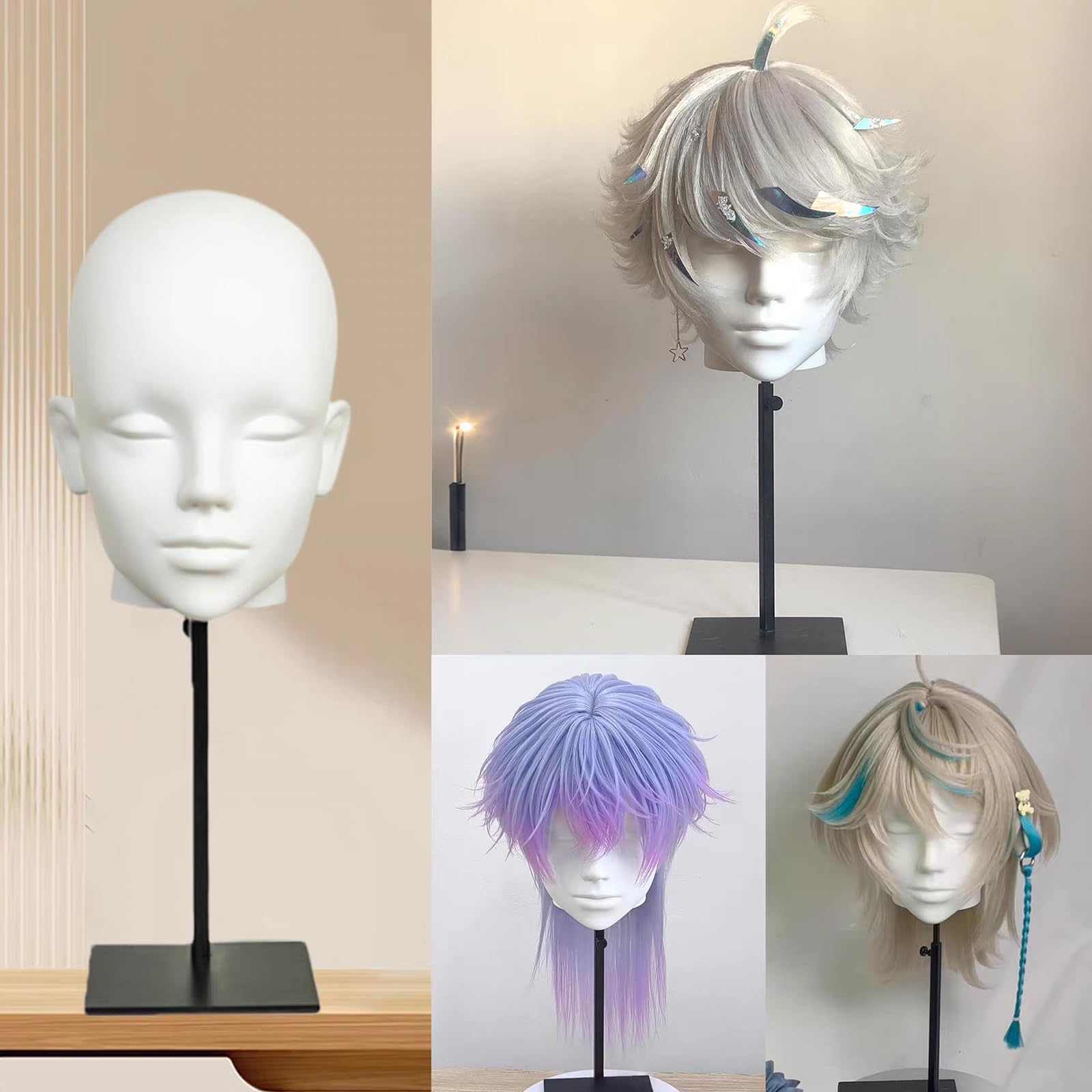 Mannequin-Kopf-Trainingskopf, weiß, professioneller männlicher Schaufensterpuppenkopf für Hüte, Brillen, Spielkonsole, Kopfhörer, Perücken